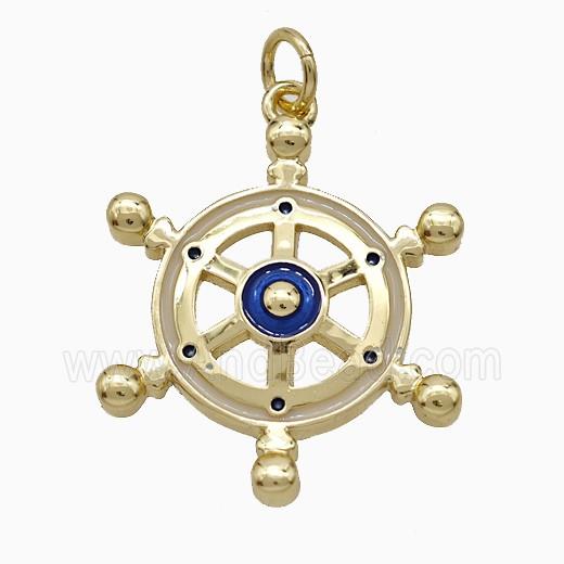 Enamel Copper Pendant, Gold Plated
