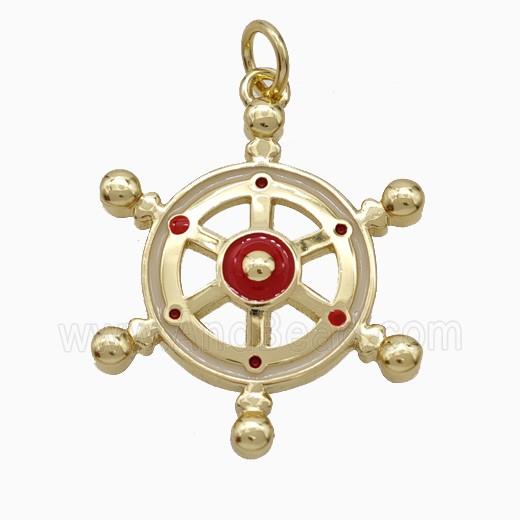 Enamel Copper Pendant, Gold Plated