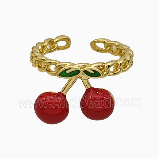 Enamel Copper Ring, Gold Plated