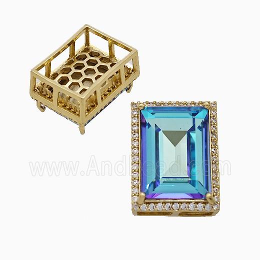 Copper Pendant Pave Zircon, Gold Plated