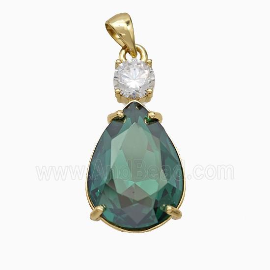 Copper Pendant Pave Zircon, Gold Plated