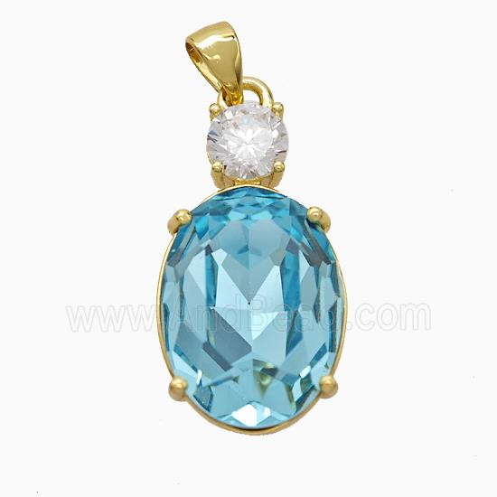 Copper Pendant Pave Zircon, Gold Plated