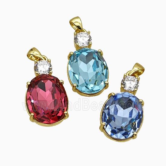Copper Pendant Pave Zircon, Gold Plated
