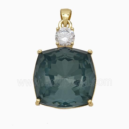 Copper Pendant Pave Zircon, Gold Plated