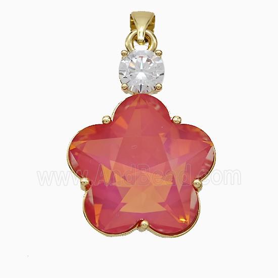 Copper Pendant Pave Zircon, Gold Plated