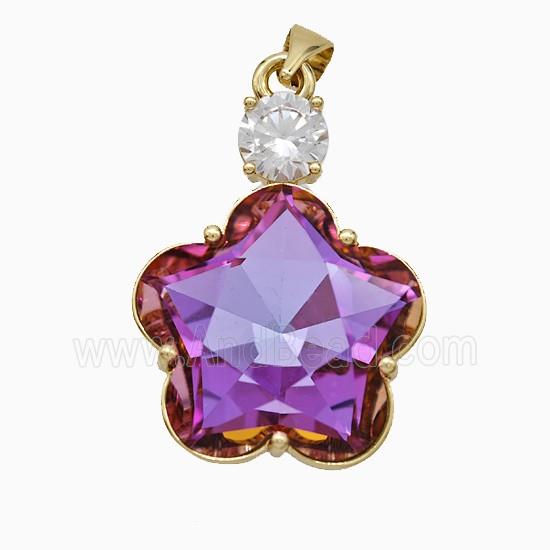 Copper Pendant Pave Zircon, Gold Plated