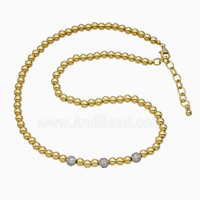 Copper Necklace pave zircon, Gold Plated