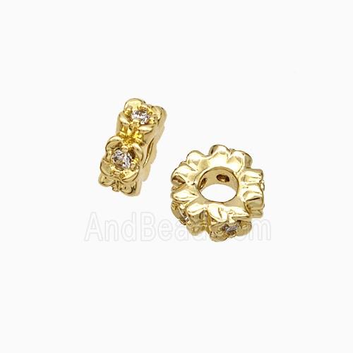 Copper Bead pave zircon, Gold Plated