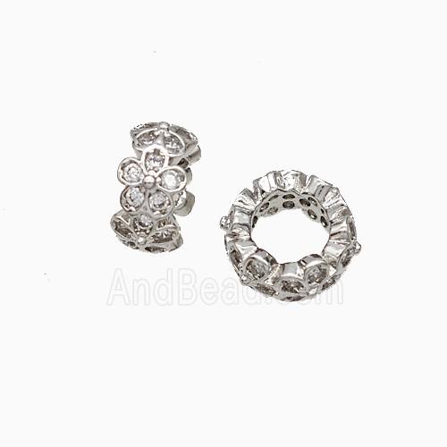 Copper Bead pave zircon, Gold Plated