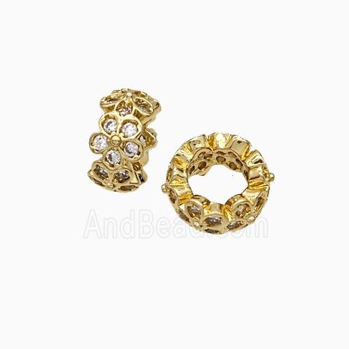 Copper Bead pave zircon, Gold Plated