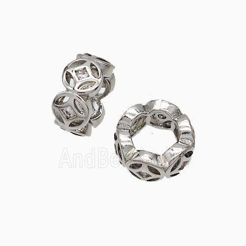 Copper Bead pave zircon, Gold Plated