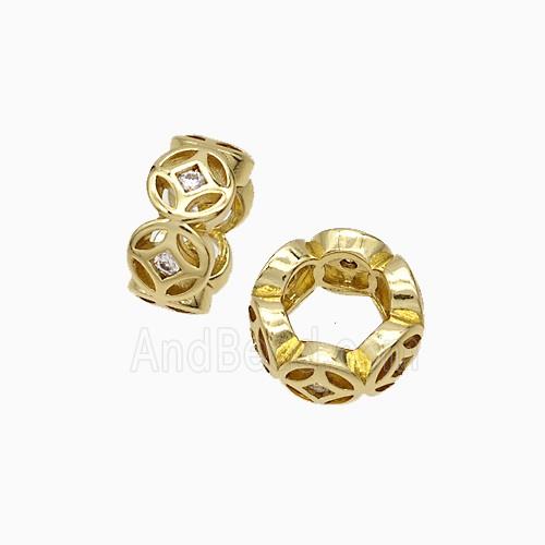 Copper Bead pave zircon, Gold Plated
