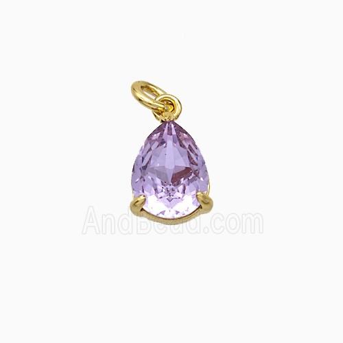 Copper Pendant pave zircon, Gold Plated