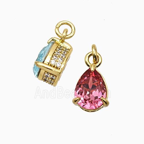 Copper Pendant pave zircon, Gold Plated