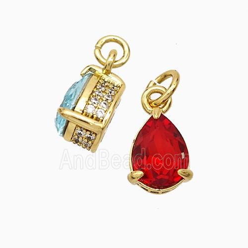Copper Pendant pave zircon, Gold Plated