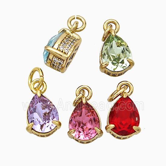 Copper Pendant pave zircon, Gold Plated