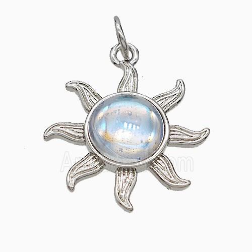 Copper Sun Pendant Pave Acrylic Platinum Plated
