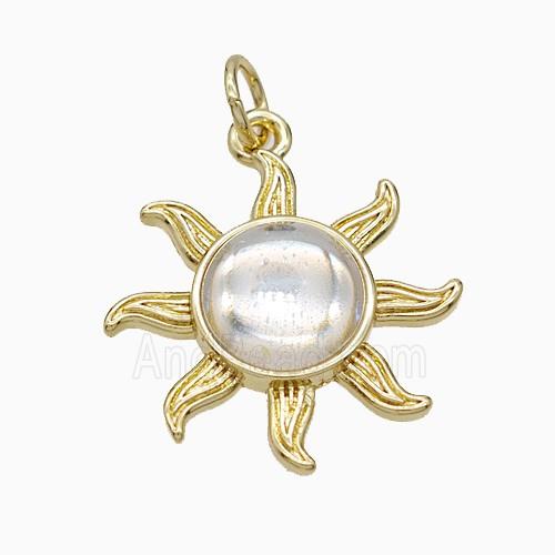 Copper Pendant pave zircon, Gold Plated