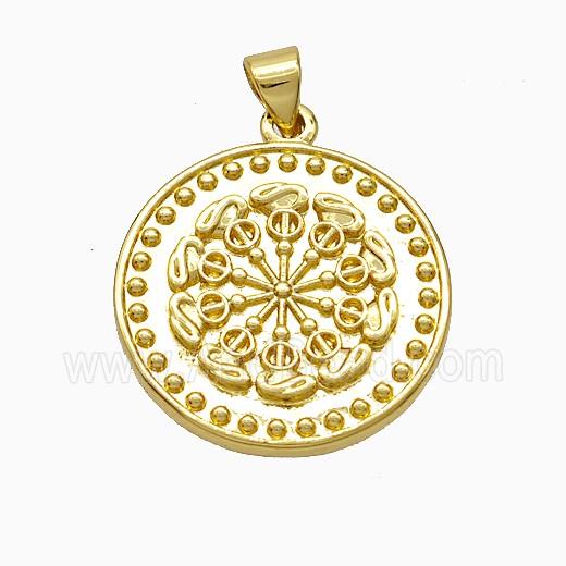 Copper Pendant pave zircon, Gold Plated
