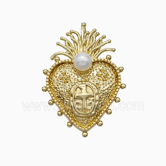Copper Pendant pave zircon, Gold Plated