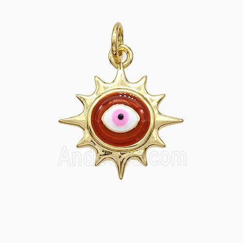 Copper Pendant pave zircon, Gold Plated