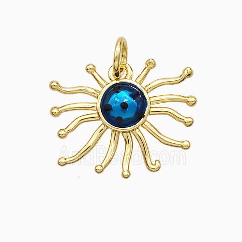 Copper Pendant pave zircon, Gold Plated