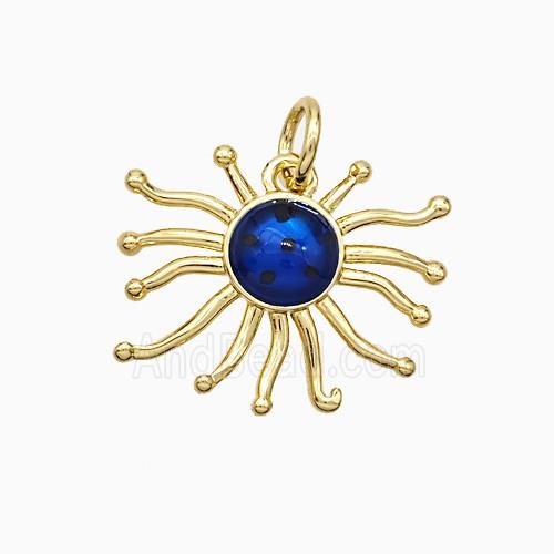 Copper Pendant pave zircon, Gold Plated