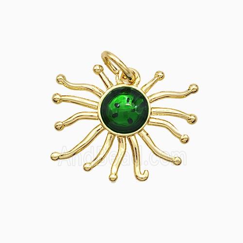 Copper Pendant pave zircon, Gold Plated