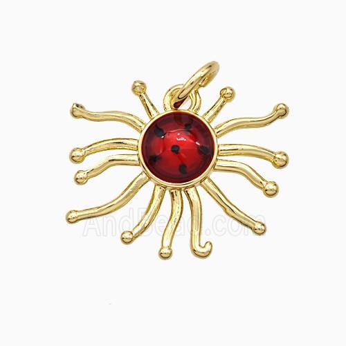 Copper Pendant pave zircon, Gold Plated