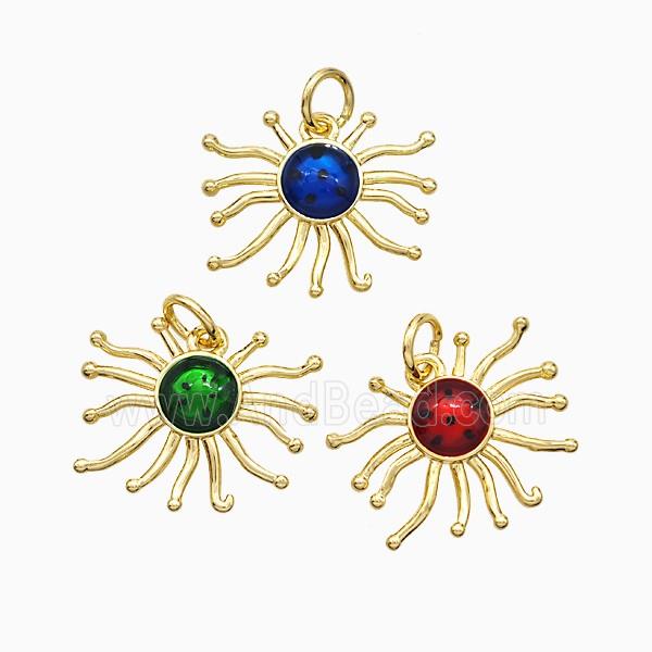 Copper Pendant pave zircon, Gold Plated
