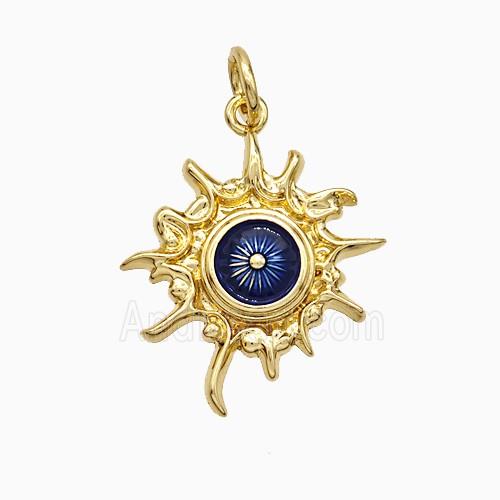 Copper Pendant pave zircon, Gold Plated