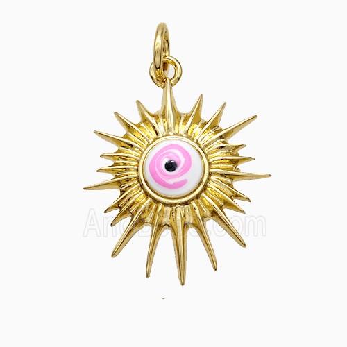 Copper Pendant pave zircon, Gold Plated