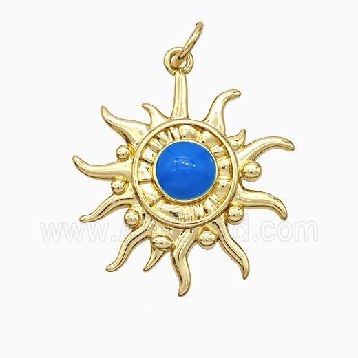 Copper Pendant pave zircon, Gold Plated