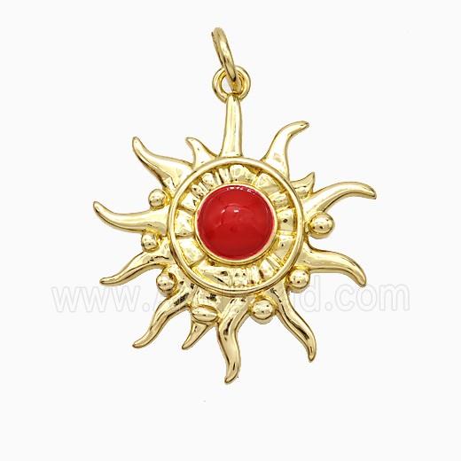 Copper Pendant pave zircon, Gold Plated