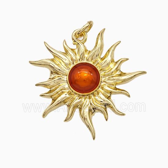 Copper Pendant pave zircon, Gold Plated