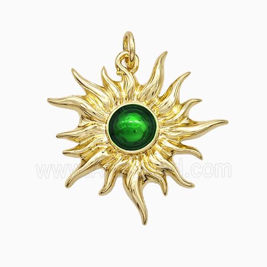 Copper Pendant pave zircon, Gold Plated