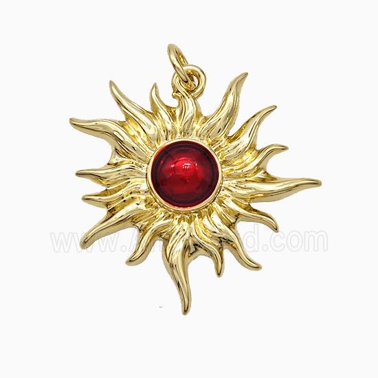 Copper Pendant pave zircon, Gold Plated