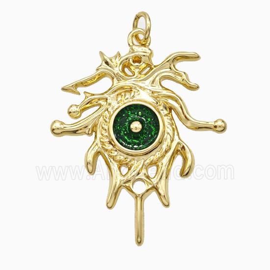 Copper Pendant pave zircon, Gold Plated