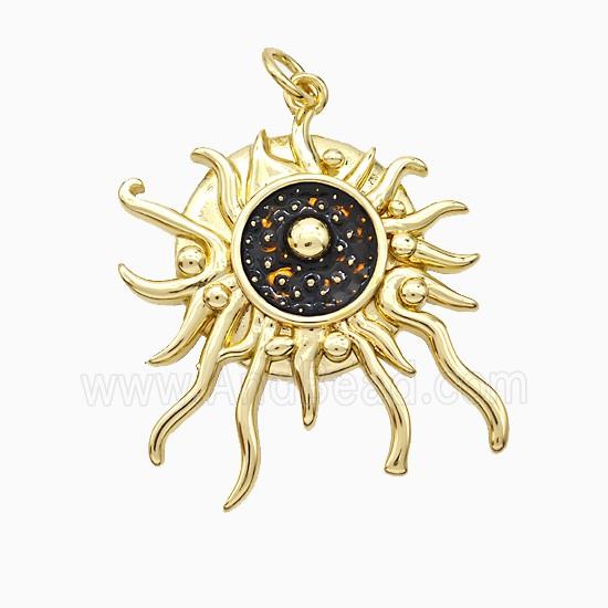 Copper Pendant pave zircon, Gold Plated