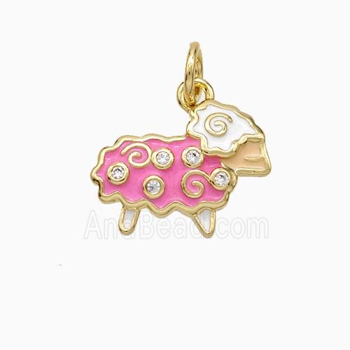 Copper Pendant pave zircon, Gold Plated