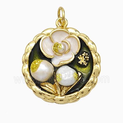 Copper Pendant pave zircon, Gold Plated