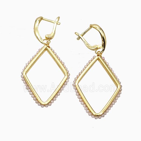 Copper Earring pave zircon, Gold Plated