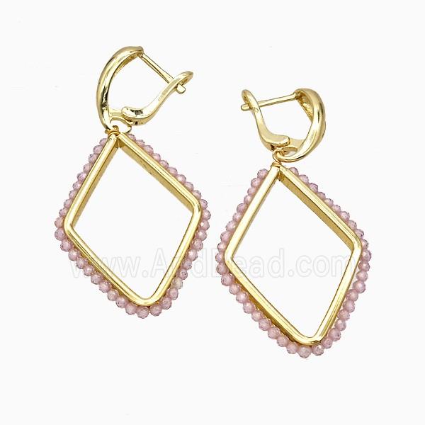 Copper Earring pave zircon, Gold Plated