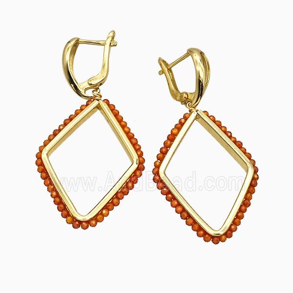 Copper Earring pave zircon, Gold Plated