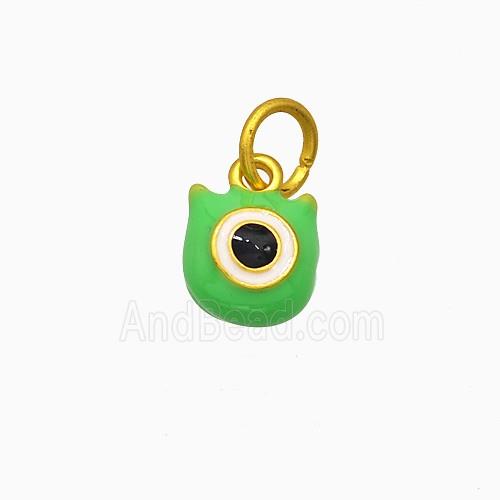 Monster Charms Copper Pendant Eye Green Enamel Gold Plated