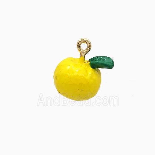 Copper Lemon Pendant Yellow Enamel Gold Plated