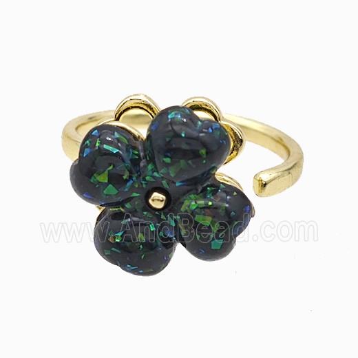 Copper Ring pave Resin bead, Gold Plated