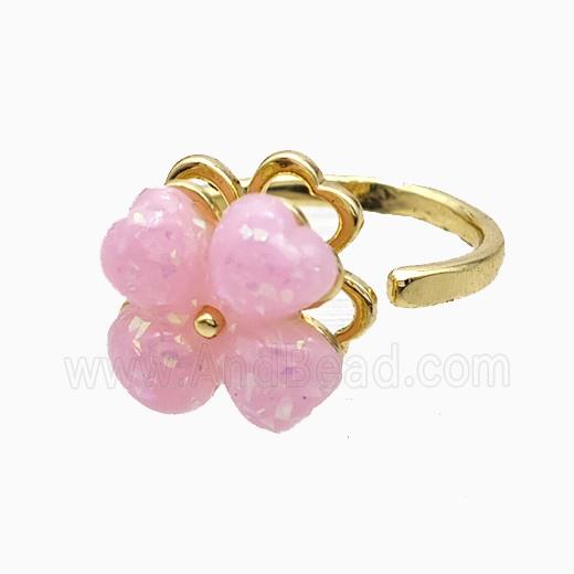 Copper Ring pave Resin bead, Gold Plated