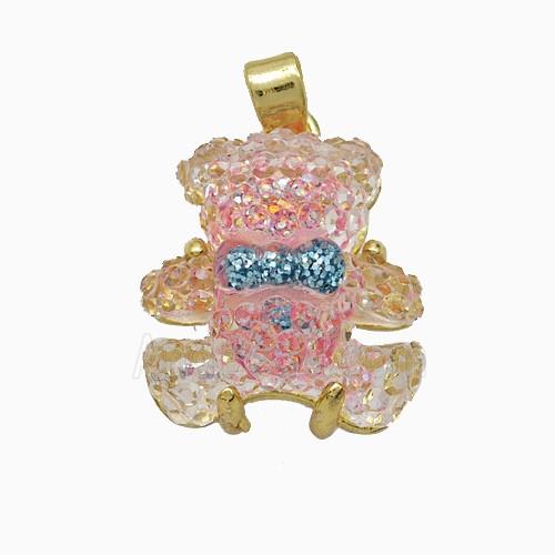 Acrylic Bear Pendant Copper Gold Plated