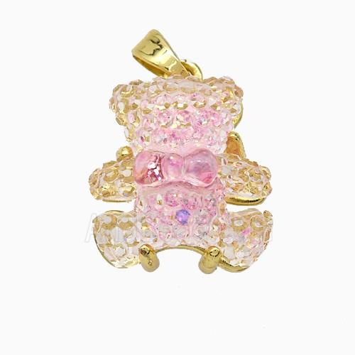 Acrylic Bear Pendant Copper Gold Plated